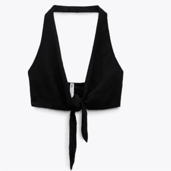 NEW Zara 100% linen front tie halter top - Picture 6 of 8